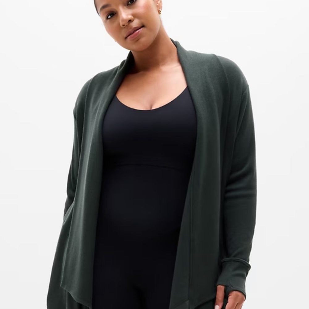 Athleta Forest Green Open-Front Cardigan